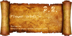 Pleyer Urbán névjegykártya